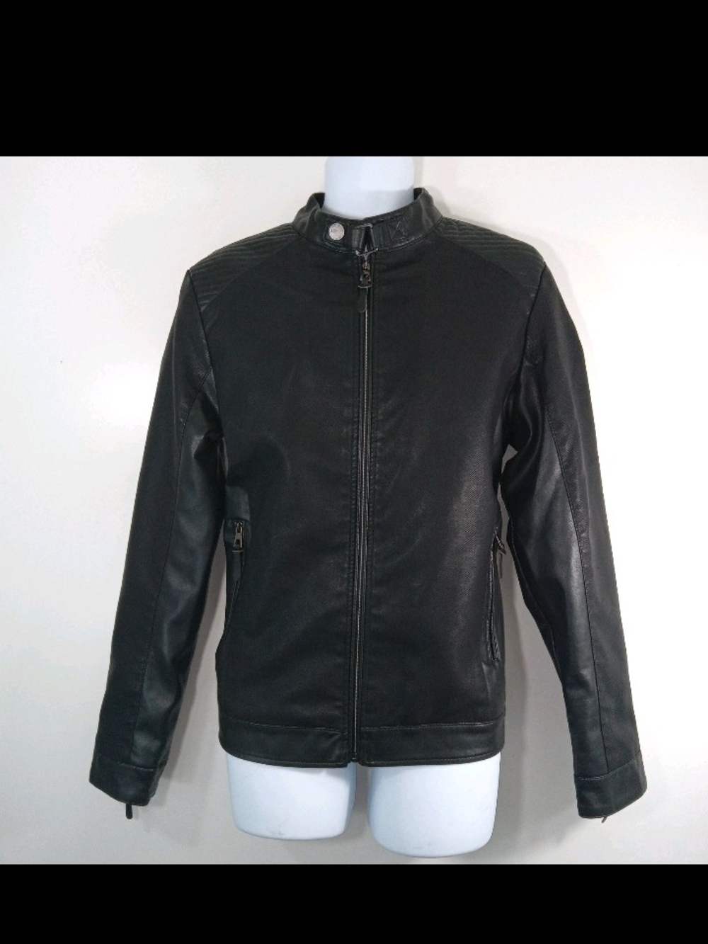 Men's XRay Black Faux Leather Moto Jacket Mens Medium